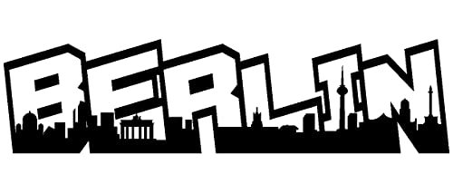 Samunshi® Wandtattoo Berlin Wandsticker Schriftzug Skyline in 5 Größen und 19 Farben (120x31cm schwarz)