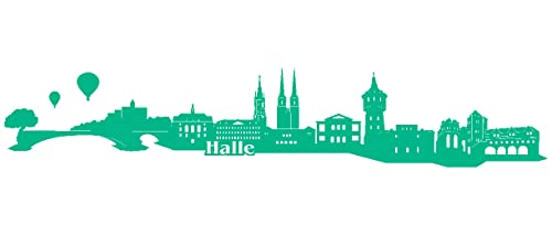 Samunshi® Wandtattoo Halle Skyline Wandaufkleber 250 x 46cm türkis