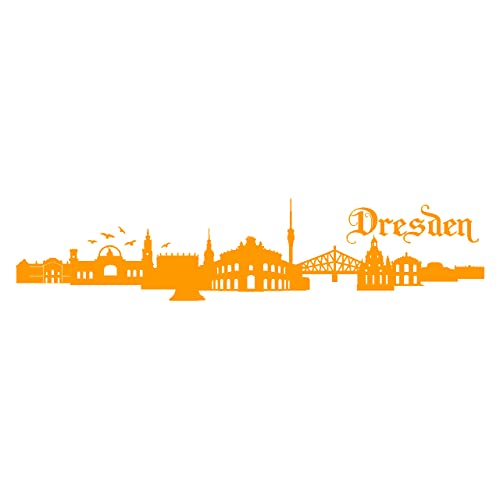 skyline4u Wandtattoo Stadt Dresden Wandaufkleber in 6 Größen und 19 Farben (50x11cm goldgelb)