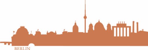 INDIGOS UG - Wandtattoo Wandsticker Wandaufkleber Aufkleber e526 Skyline Stadt - Berlin 160x50 cm - hasselnussbraun