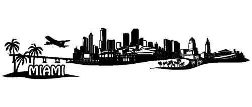 Samunshi® Wandtattoo Miami Skyline Wandaufkleber 150 x 31cm schwarz