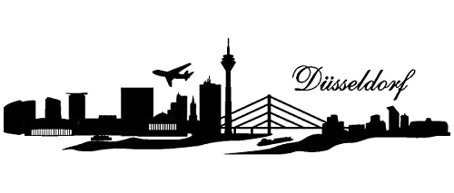 Samunshi® Wandtattoo Düsseldorf Skyline Wandaufkleber 190 x 49cm schwarz