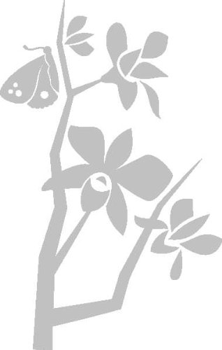 PEMA INDIGOS UG - Wandtattoo Wandsticker Wandaufkleber Aufkleber D416 Orchideen und Schmetterlingen 40x25 cm - Silber