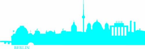 INDIGOS UG - Wandtattoo Wandsticker Wandaufkleber Aufkleber e526 Skyline Stadt - Berlin 96x30 cm - blau