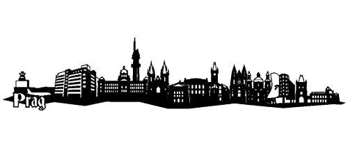 Samunshi® Wandtattoo Prag Skyline Wandaufkleber 120 x 25cm schwarz