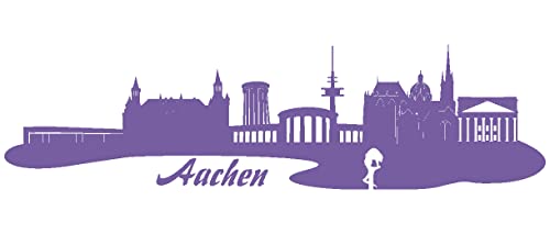 Samunshi® Wandtattoo Aachen Skyline Wandaufkleber 120 x 32cm lavendel