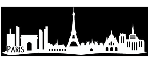 Samunshi® Paris Skyline Wandtattoo in 4 Größen und 19 Farben (150x49cm weiß)