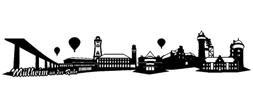 Samunshi® Wandtattoo Mülheim an der Ruhr Skyline Wandaufkleber 150 x 29cm schwarz