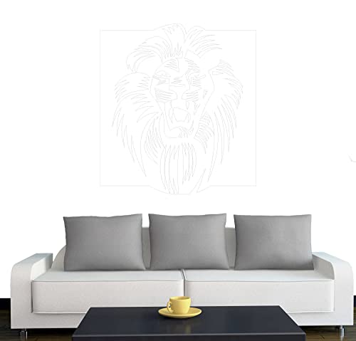 Klebesüchtig A060 Wandtattoo Afrika Löwe 60cm x 55cm Weiss - Dekoration - Bad - Wohnzimmer - Aufkleber - Wandsticker