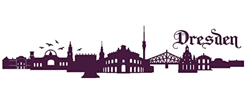 Samunshi® Wandtattoo Dresden Skyline Wandaufkleber 70 x 15,4cm aubergine