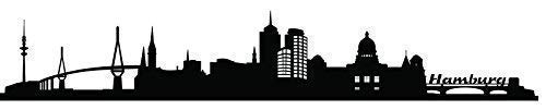 Wandtattoo Skyline XXL Hamburg Stadt Wand Aufkleber Wandsticker Wandaufkleber Deko sticker Wohnzimmer Autoaufkleber 1M003, Farbe:Rot Matt, Größe (Länge):200 cm