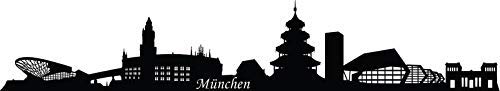 Wandtattoo Skyline München XXL Text Stadt Wand Aufkleber Wandsticker Wandaufkleber Deko sticker Wohnzimmer Autoaufkleber 1M024, Skyline Größe:Länge 250cm