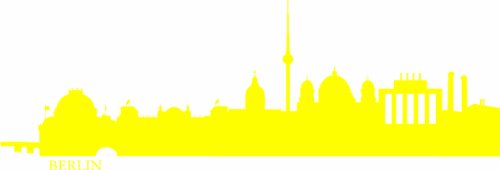 INDIGOS UG - Wandtattoo Wandsticker Wandaufkleber Aufkleber e526 Skyline Stadt - Berlin 240x75 cm - gelb