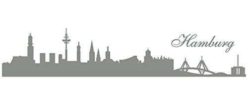 Samunshi® Wandtattoo Hamburg Skyline 190 x 38cm mittelgrau