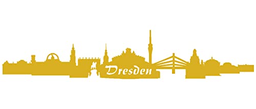 Samunshi® Wandsticker Dresden Skyline Wandtattoo verschiedenen Größen und Farben lieferbar 190 x 42cm goldmetalleffekt