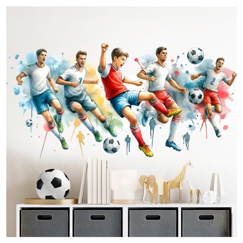 Little Deco Wandtattoo Fußballspieler Kinderzimmer Wandsticker Fußball Wandaufkleber für Babyzimmer Sport Jungenzimmer Verein Wanddeko DL5061-03