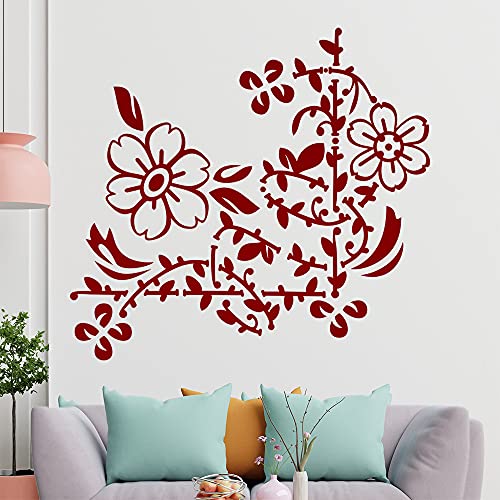 Blumenranke - Linien Wandtattoo in 6 Größen - Wandaufkleber Wall Sticker - Dekoration, Küche, Wohnzimmer, Schlafzimmer, Badezimmer