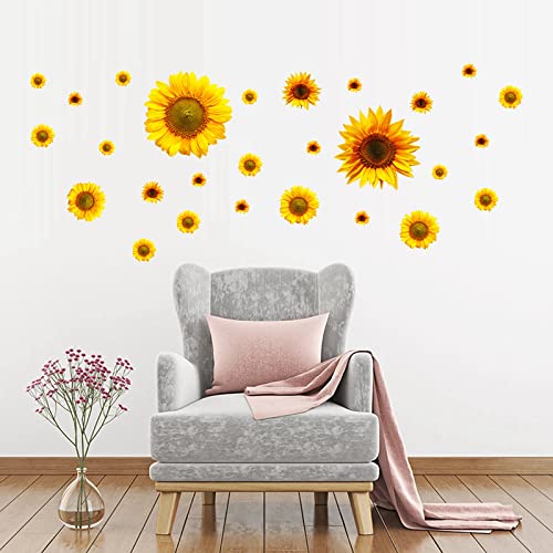 Wandtattoo Wandaufkleber Wandsticker Sonnenblume Wandaufkleber Wohnzimmer Hintergrund Dekoration Wandaufkleber Pflanzen Blumen Graffiti Aufkleber Selbstklebend Wanddeko Mädchen Junge Spiel