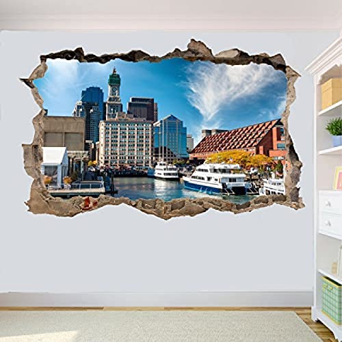 Wandtattoo Poster River USA Boston City Wandaufkleber, 3D-Kunstwand, Poster, Büro, Heimdekoration