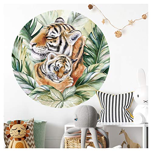 Little Deco Wandtattoo Kinderzimmer Wandbild Tiger Wandsticker für Kinder Wanddeko Spielzimmer Wandaufkleber Schlafzimmer Tapete selbstklebend 60 cm rund DL593 (XL - 120 cm)