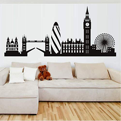 Kunst Wandaufkleber London Skyline Wandaufkleber Stadtsilhouette England London Scape Wandtattoo Wohnzimmer Schlafzimmer Office Home Wandkunst Vinyl Mural91 * 44Cm