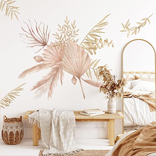 Neukids groß Boho Wandtattoo Aquarell Palme Blätter Wandsticker Wohnzimmer Schlafzimmer Selbstklebende Tropische Pflanzen Wandaufkleber wandtattoos & -bilder 3pcs 38x150cm