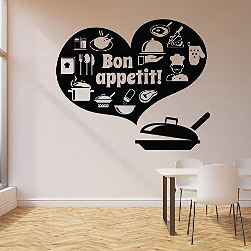 Guten Appetit Wandtattoo Liebe Kochen Vinyl Fenster Aufkleber Restaurant Küche Küche Esszimmer Innendekoration Tapete 74X86Cm