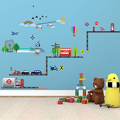 Walplus Wandaufkleber London Transport Abnehmbare Selbstklebend Wandbild Kunst Aufkleber Home Dekoration Wohnzimmer Schlafzimmer Büro Tapete Kinderzimmer Geschenk Mehrfarbig