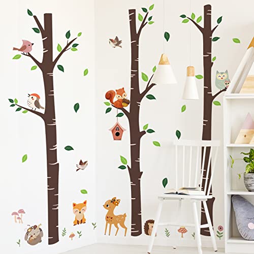 Cartoon Wandtattoo Wandsticker Safari Tier Wandaufkleber Kinderzimmer Waldtiere Bäume Wandaufkleber WanddekoHirsch Fuchs Sticker Babyzimmer Wildtier Vogel Hase Wandbild Kinder Aufkleber Wandsticker(A)