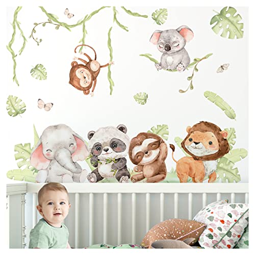 Little Deco XXL Wandsticker Dschungeltiere für Babyzimmer Wandtattoo Kinderzimmer Safari Wandaufkleber Wanddeko DL913-4