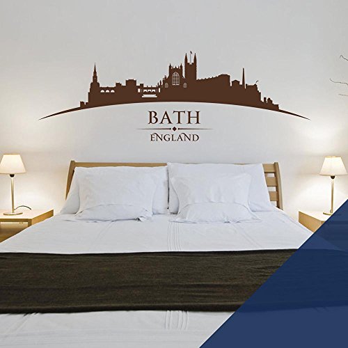 Wandtattoo / Wandaufkleber, Motiv: Skyline der Stadt Bath England – Römische Bäder, Badeabtei, Zirkus, für Schlafzimmer und Wohnzimmer [Kobalt]