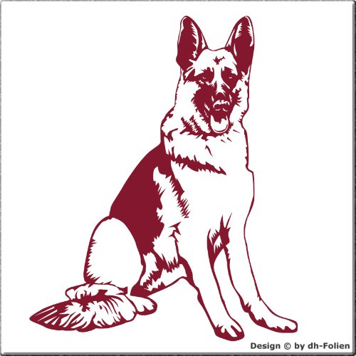 wall-refine WH-00047 | Deutscher SCHÄFERHUND SITZEND | Premium Wandtattoo Wandaufkleber der Extra-Klasse, 58 x 70 cm, weinrot/Burgundy