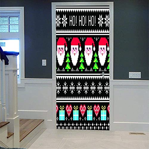 3D Innentür Türposter Cartoon-Weihnachten Kühlschrank Türtapete Türaufkleber 80 X 200 Cm Selbstklebend Türfolie Poster Tapete Wandtattoo Tür Wandbild Aufkleber Schlafzimmer Bad Büro Hause Deko