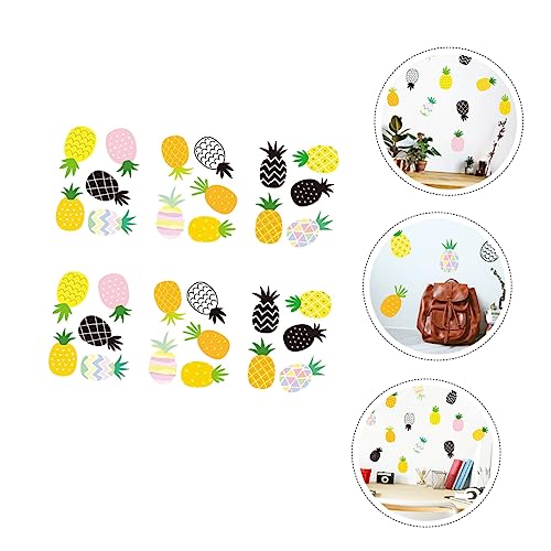 ORFOFE 6 Stk Bunter Ananas-Wandaufkleber Wandtattoo Ananas Obst-Wandaufkleber Obst Fenster haftet Ostern-Cartoon-Aufkleber kinder geburtstagsdeko bürodeko deccal PVC-Wandaufkleber