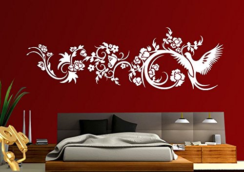 Wandtattoo wandaufkleber Aufkleber Wandsticker wall sticker Wohnzimmer Schlafzimmer Kinderzimmer Ranke Blume Blumen Blumenranke Blumeranke Vine Flower Butterfly vogel brid floral baum tree 30 Farben zur Wahl wpf08