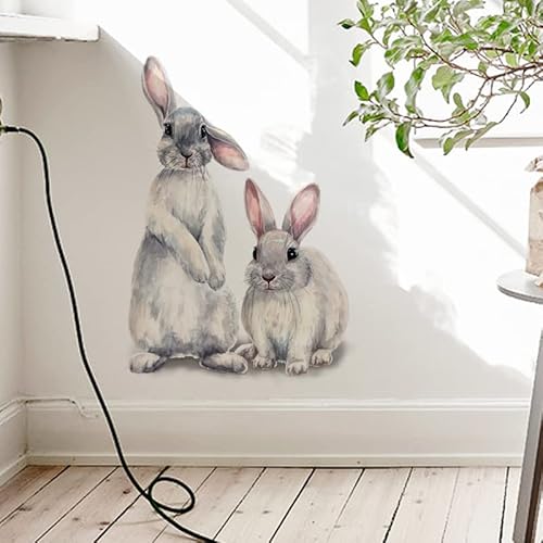 HGDESIGN® Wandtattoo Wandaufkleber 2 Hase Kaninchen Wohnzimmer Schlafzimmer Kinderzimmer