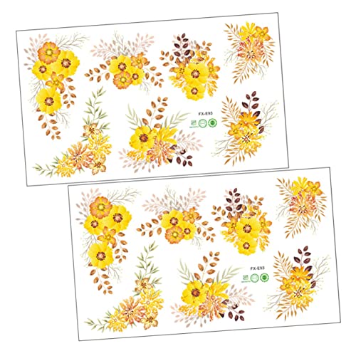 Garneck 2 Stücke Floral Selbstklebende Wandaufkleber Vintage Dekor Sonnenblume Wandtattoo 3D Wandaufkleber Florale Wandtattoos Vinyl Mädchen Zimmer Dekor Spielzimmer Wandtattoos