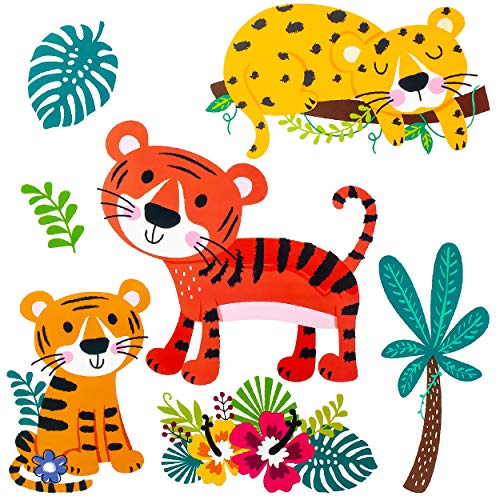 alles-meine.de GmbH Wandsticker Motivwahl Erwachsene & Kinder - 3 * 7 TLG. Set - Dschungel Tiere & Zootiere - Tiger - selbstklebend + wiederverwendbar - Wandtattoo - Aufkleber.