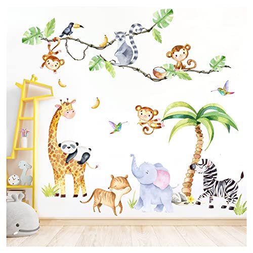 Grandora XXL Wandsticker Set Safari Tiere Wandtattoo Baby Kinderzimmer DL769-5