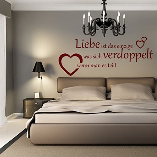 denoda® Liebe ist das Einzige, was Sich verdoppelt.- Wandtattoo Braun 183 x 75 (Wandsticker Wanddekoration Wohndeko Wohnzimmer Kinderzimmer Schlafzimmer Wand Aufkleber)