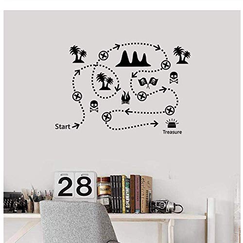 Pirate Treasure Map Kinderspielzimmer Vinyl Wandtattoo Home Decor Schlafzimmer Kunst Wandbild Wandaufkleber 58X39Cm