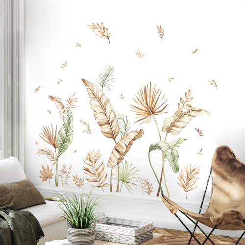 Tanlaby Boho Palme Blätter Wandaufkleber Tropische Blätter Wandsticker Grüne Pflanzen Wandtattoo zum Abziehen und Aufkleben für Wohnzimmer Schlafzimmer Flur Bad Wanddeko