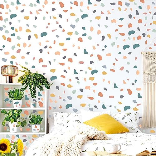 Buntes Unregelmäßige Steine Wandtattoo 720 pcs DIY PVC Modern Wandaufkleber Kinderzimmer Wandtattoo Wohnzimmer Schlafzimmer Wanddeko 10 Packen