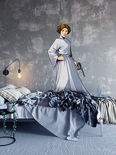 STAR WARS selbstklebende und konturgeschnittene Vlies Fototapete von Komar - Star Wars XXL Princess Leia - Größe: 127 x 170 cm - Wandtattoo, Kinderzimmer, Lebensgross, Prinzessin