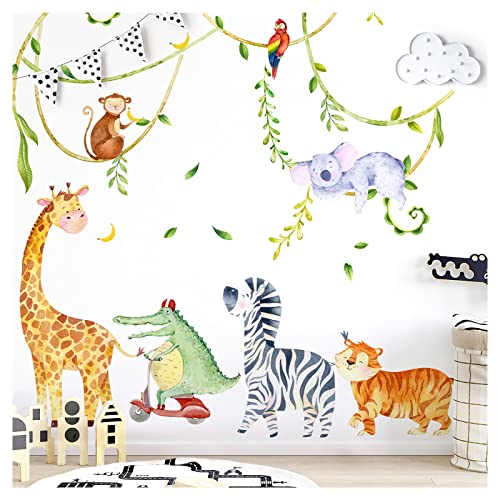 Grandora XXL Wandsticker Set Safari Tiere Wandtattoo Baby Kinderzimmer DL804-2