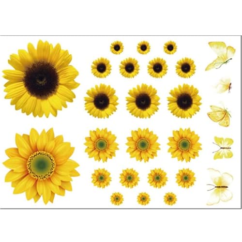 MIJIE Sommer Sonnenblume Dekorative Wandtattoo Blume Schmetterling Wandaufkleber Schlafzimmer Wohnzimmer Wandkunst Dekoration (Verschönern Sie Dekoration) (25 * 70)