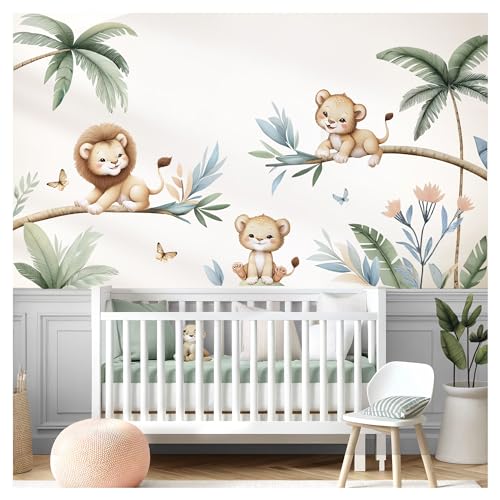 Little Deco Wandsticker Dschungel Tiere Set Wandtattoo Safari Kinderzimmer Schlafzimmer Palme Wandaufkleber Löwen AST Babyzimmer Wanddeko DL5030-03