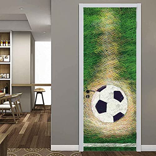 Fußball 3D Kreative Türaufkleber 95 X 215 Cm Türtapete Selbstklebend Türposter - Fototapete 3D Effekt Türfolie Poster Tapete Wandtattoo Diy Selbstklebende Wandbild Pvc