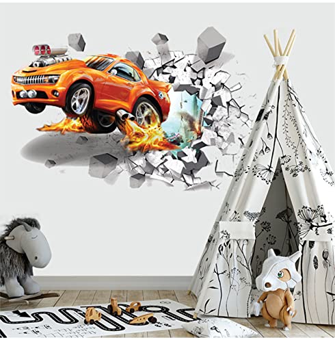 Sportwagen Car Auto Wandtattoo Cooles Kinderzimmer Jungen Durchbrechende Wand Wandbild für Schlafzimmer Kinder Aufkleber Wandaufkleber DIY Wandsticker