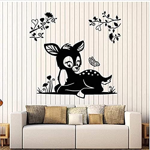 Wandaufkleber – Vinyl-Wandtattoo Ast Blume Schmetterling Hirsch Wohnzimmer Aufkleber Küche Esszimmer Bar Wandbild 57X59Cm